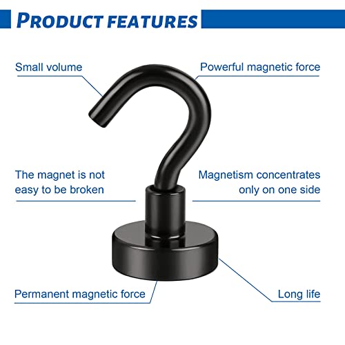 DIYMAG Black Magnetic Utility Hooks, 25Lbs Heavy Duty Rare Earth Neodymium Magnet Hooks with Nickel Coating for Kitchen, Cruise, Classroom, Workplace, Office and Garage etc, Pack of 3 - Image 5