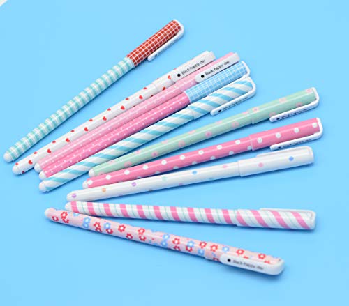 Fluent Writting Pen, 10 Pcs 0.38 mm 10 Color Black Ink Rolling Ball Cute Gel Ink Pen for Student and School Office Supplies (A) - Image 4