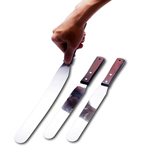 LEGERM Straight Icing Spatula Stainless Steel Baking Set of 6, 8" & 10" Wooden Handle Cake Decorating Frosting Spatulas - Image 6