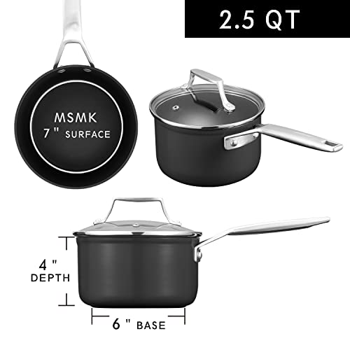 MSMK 2.5 Quart Saucepan with lid, Stay-Cool Handle, Burnt also Nonstick, Scratch-resistant, Induction Cooking Pot - Image 5