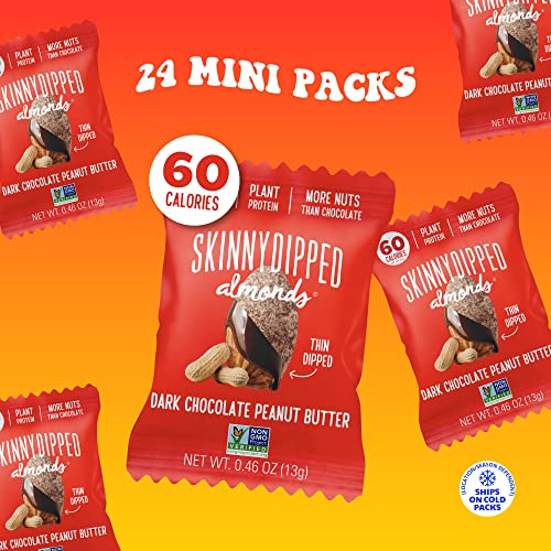 SkinnyDipped Dark Chocolate Peanut Butter Almonds, Healthy Snack, Plant Protein, Gluten Free, 0.46 oz Mini Bags, Pack of 24 - Image 6