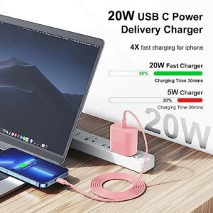 iPhone 14 13 12 Fast Charger 6ft(Pink), [MFi Certified] 2Pack Wall Charger Plug with 6ft USB C to Lightning Cable, iPhone Charger Fast Charging Power Adapter Block for iPhone14 13 12 Pro max,iPad - Image 7