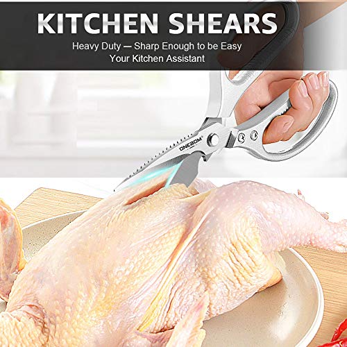 ONEBOM Kitchen Shears 2 Pack,Multi Function Kitchen Scissors Heavy Duty 304 Stainless Steel,for Chicken,Meat,Fish - Image 5