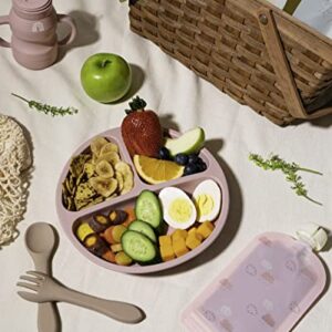 Hippypotamus Toddler Plates with Suction - Baby Plates - 100% Food-Grade Silicone Divided Plates - BPA Free - Dishwasher Safe - Set of 3 (Pink/Mint/Lavender) - Image 9