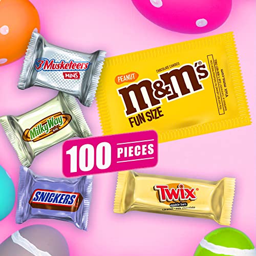 M&M'S PEANUT, SNICKERS, TWIX, MILKY WAY & 3 MUSKETEERS & Easter Chocolate Candy Spring Assortment, 31.3 oz, 100-Piece Bag - Image 8