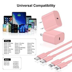 iPhone 14 13 12 Fast Charger 6ft(Pink), [MFi Certified] 2Pack Wall Charger Plug with 6ft USB C to Lightning Cable, iPhone Charger Fast Charging Power Adapter Block for iPhone14 13 12 Pro max,iPad - Image 4