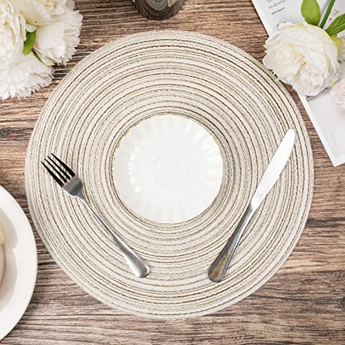 SHACOS Round Placemats Set of 6 Braided Circle Place Mat Washable 15 inch Table Mats for Kitchen Dining Table Mixed Color (Ivory, 6) - Image 5