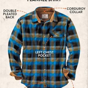 Legendary Whitetails Men's Buck Buck Camp Flannel Shirt, Long Sleeve Plaid Button Down Casual Shirt for Men, with Corduroy Cuffs, Fall & Winter Clothing, Cobalt Plaid, X-Large - Image 3